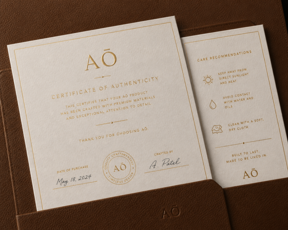 Certificate with premium foil embellishments.